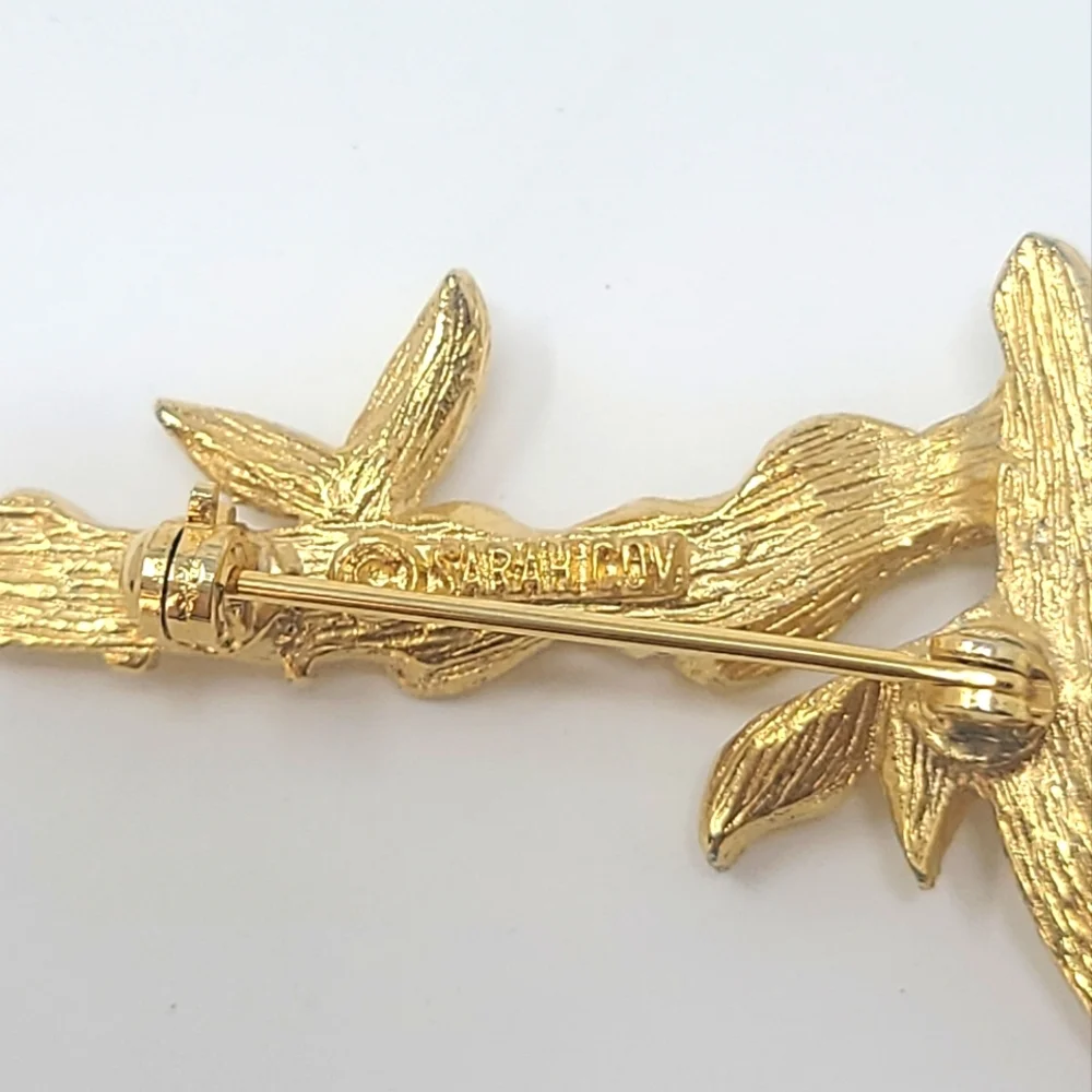 Vintage Sarah Coventry 1960's signed letter L pin brooch bamboo vine‎ design